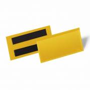 Lagerlomme/etiketholder m/magnet 100x38mm gul