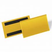 Lagerlomme/etiketholder m/magnet 150x67mm gul