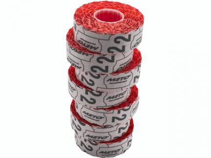Etiket Meto UTC 22x12mm neon r&oslash;d lim 2 1500stk/rul