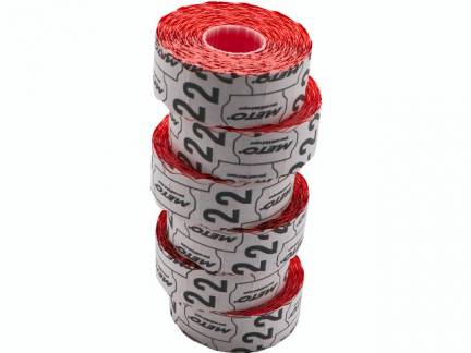 Etiket Meto UTC 26x12mm neon r&oslash;d lim 2 1500stk/rul