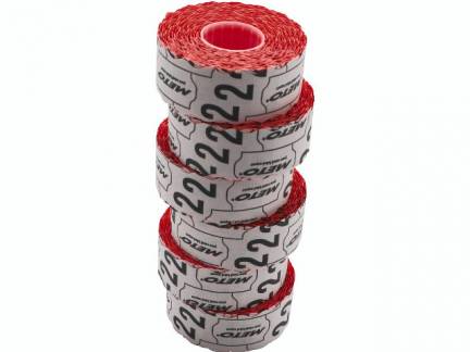 Etiket Meto UTC 26x16mm neon r&oslash;d lim 2 1200stk/rul