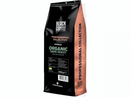 Kaffe Espresso Black Coffee Organic Dark hele bønner 1kg/ps