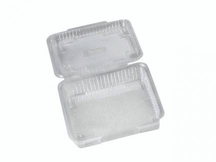 Plastbakke m/h&aelig;ngslet l&aring;g 1100ml kage&aelig;ske 200stk/kar