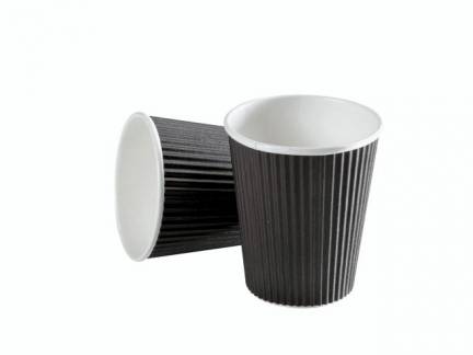 Kaffeb&aelig;ger 8oz 25cl Black line ripple wall pap 875stk/kar