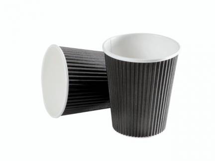 Kaffeb&aelig;ger 12oz 34cl Black line ripple wall pap 600stk/kar