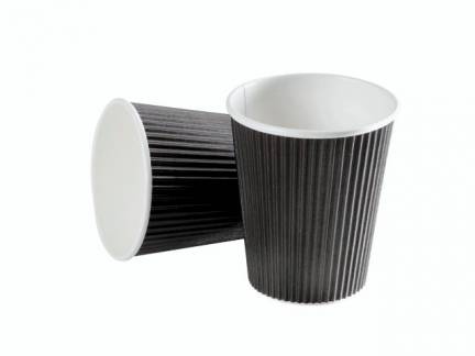 Kaffeb&aelig;ger 16oz 45cl Black line ripple wall pap 600stk/kar