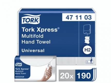 Papirhåndklæde Tork Xpress H2 Universal 2-lags N93330 3800stk/kar