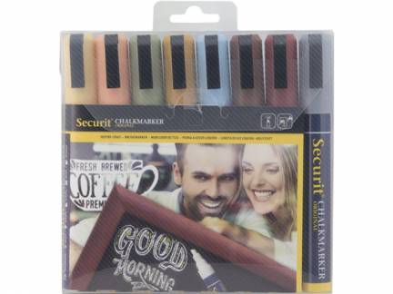 Chalkmarker Securit earth tones 2-6mm 8stk/pak