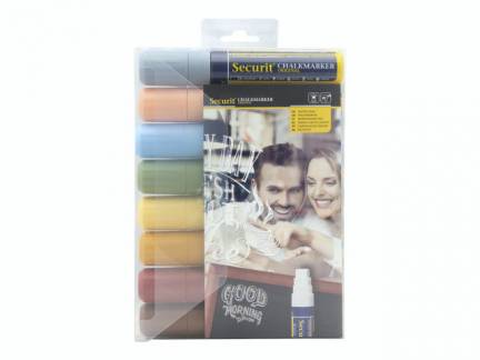 Chalkmarker Securit earth tones 7-15mm 8stk/pak