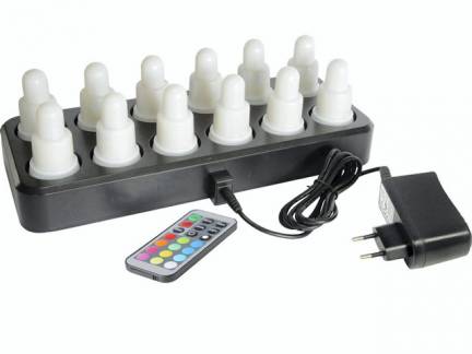 LED lys genopladelig Duni 70x40mm multicolor 12lys/pak