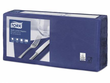 Servietter Tork 3-lags m&oslash;rkebl&aring; 33cm 10X150stk/kar