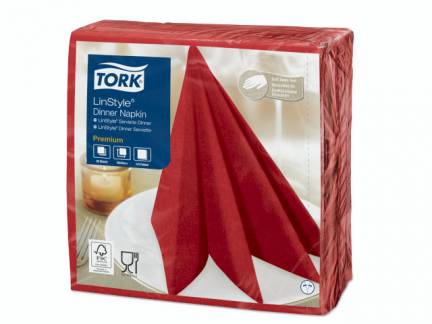 Serviet Tork Linstyle rød 39x39cm 1/4 fold 50stk/pak