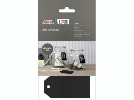 Manillam&aelig;rke Avery sort t/kridt 80x40mm 4stk/pak