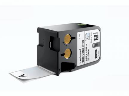 Labeltape DYMO XTL 38x39mm sort p&aring; hvid lamineret t/kabel