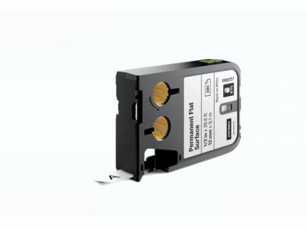 Labeltape DYMO XTL 12mmx9,1m sort p&aring; hvid permanent plan