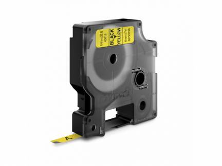 Labeltape DYMO D1 43618 S0720790 6mmx7m sort p&aring; gul