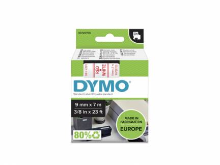 Labeltape DYMO D1 40915 S0720700 9mmx7m r&oslash;d p&aring; hvid