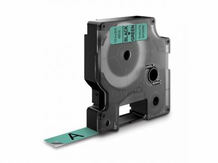 Labeltape DYMO D1 45019 S0720590 12mmx7m sort p&aring; gr&oslash;n