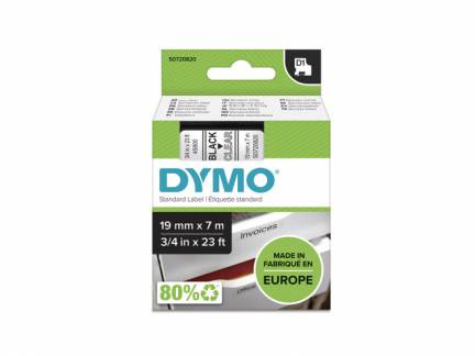 Labeltape DYMO D1 45800 S0720820 19mmx7m sort p&aring; klar