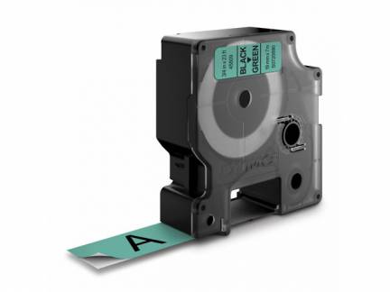 Labeltape DYMO D1 45809 S0720890 19mmx7m sort p&aring; gr&oslash;n