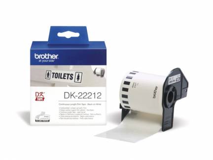 Label Brother hvid DK-22212 62mmx15,24m sort p&aring; hvid filmtape