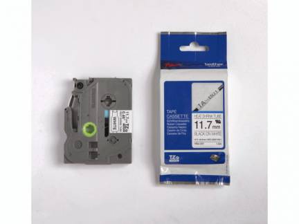 Labeltape Brother HSe-231 12mmx1,5m sort p&aring; hvid flex