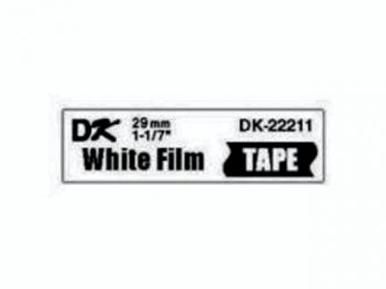 Label Brother hvid DK-22211 29mmx15,24m sort p&aring; hvid filmtape