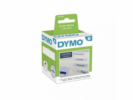 H&aelig;ngemappetiketter DYMO hvid 12x50mm 220stk/rul 99017