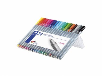 Fineliner STAEDTLER triplus ass. 20stk/s&aelig;t 0,3mm 334-SB20