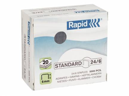 H&aelig;fteklamme Rapid Stand. 24/6 galvaniserede 5000stk/pak