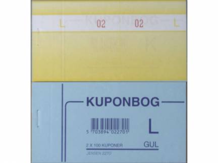 Kuponb&oslash;ger gul 2x1-100 130x70mm