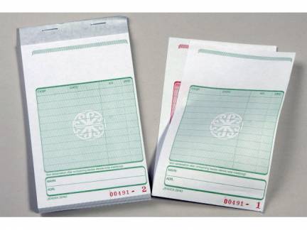 Kasseblok 2640 med gr&oslash;n tryk 160x102 mm 50 bl m/kopi