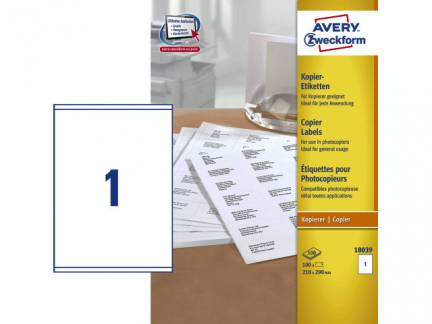 Kopietiket 210x290mm 1/ark 100ark/pak 18039
