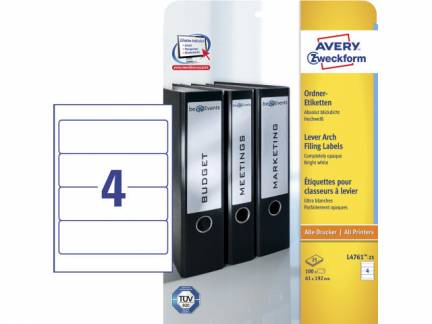 Rygetiket Avery 192x61mm 25ark/pak 4/ark L4761-25