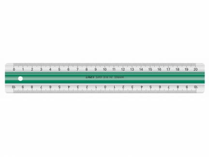 Lineal plast m/gummiskinne LINEX 20cm S20