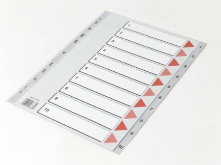 Plastregister Q-Line A4 1-10 grå m/kartonforblad