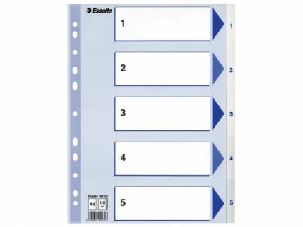 Register PP Esselte A4 1-5 m/hvid kartonforblad