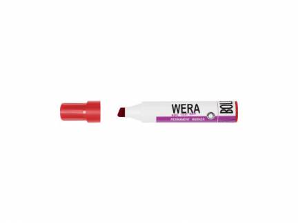 Marker WERA r&oslash;d permanent kantet spids 2-10mm