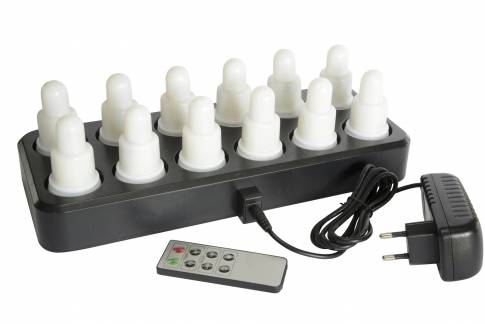 LED lys genopladelig Duni 70x40mm varm hvid 12t 12lys/pak