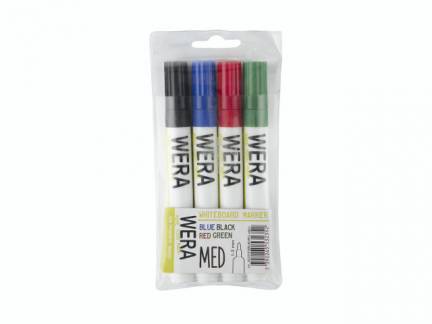 Whiteboardmarker WERA ass. rund spids 1-3mm  4stk/sæt