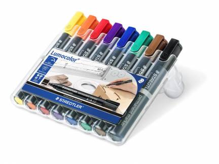 Marker STAEDTLER Lumocolor ass. 2-5mm skr&aring; spids 8stk/s&aelig;t