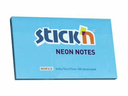 Notes Stick'N NEON bl&aring; 76x127mm 100blade