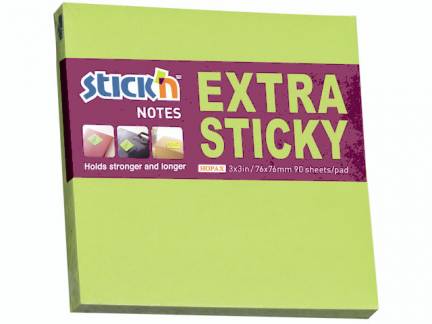 Notes Stick'N Extra Sticky gr&oslash;n 76x76mm 90blade