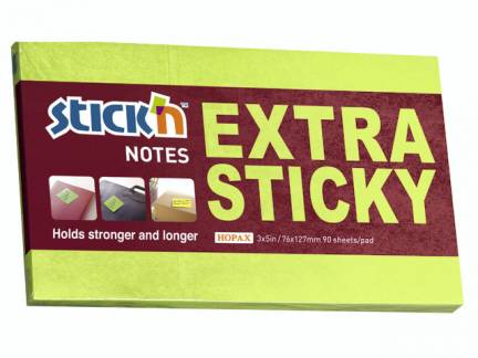 Notes Stick'N Extra Sticky gr&oslash;n 76x127mm 90blade