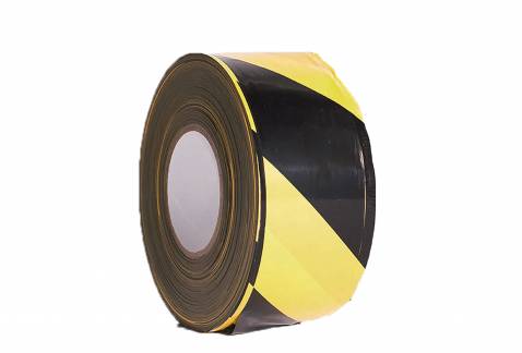 Afsp&aelig;rringsb&aring;nd gul/sort 75mmx500m PE