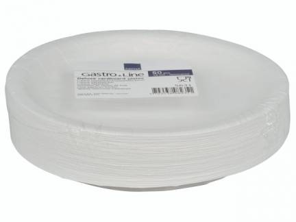 Tallerken pap Gastro-Line hvid 18cm 50stk/pak luksus m/PE bel&aelig;gning