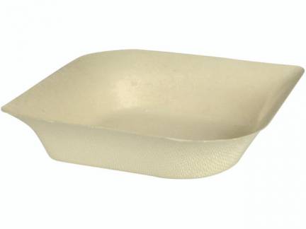Tallerken sukkerr&oslash;r/bambus dyb 14x14x3cm brun 50stk/pak