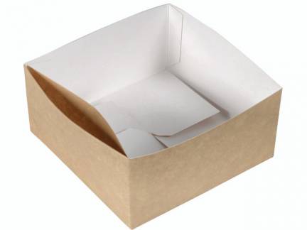 Pommes fritesbakke pap brun 13x13x6,5cm m/diplomme 480stk/pak