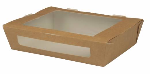 Take Away bakke 20x12x4,5cm 900ml brun m/rude 250stk/pak