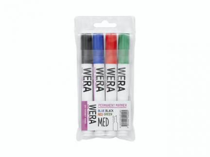 Marker WERA ass. permanent kantet spids 1-4mm 4stk/pak